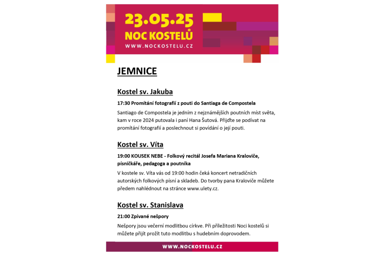 Noc kostelů v Jemnici