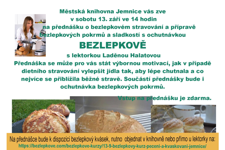 Přednáška „Bezlepkově“ - lektorka Vladěna Halatová