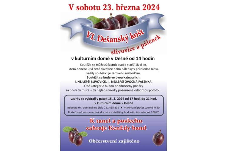 VI. Dešanský košt slivovice a pálenek